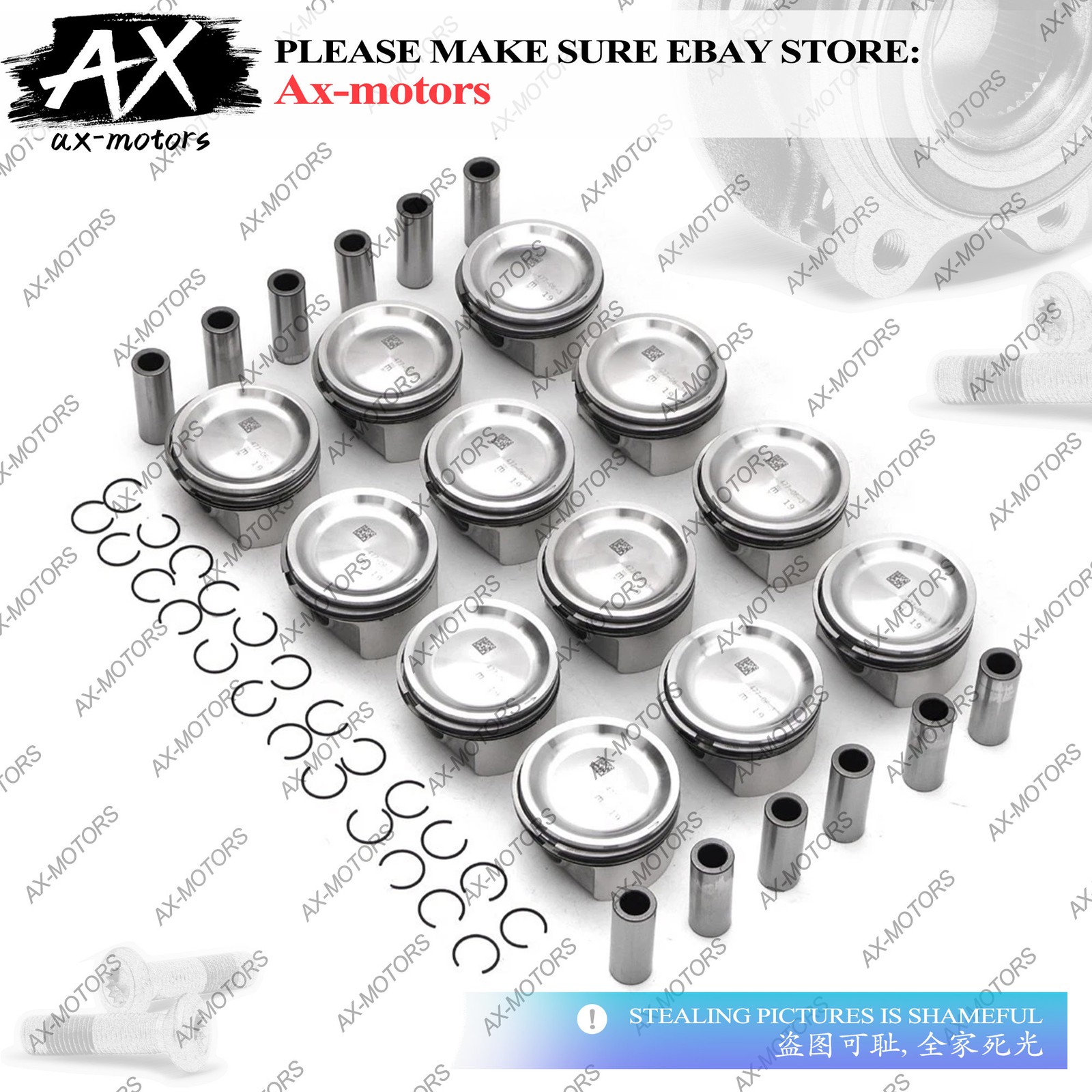 OEM 12x Engine Pistons&Rings Set For Mercedes-Benz W222 X222  W221 M275 M279