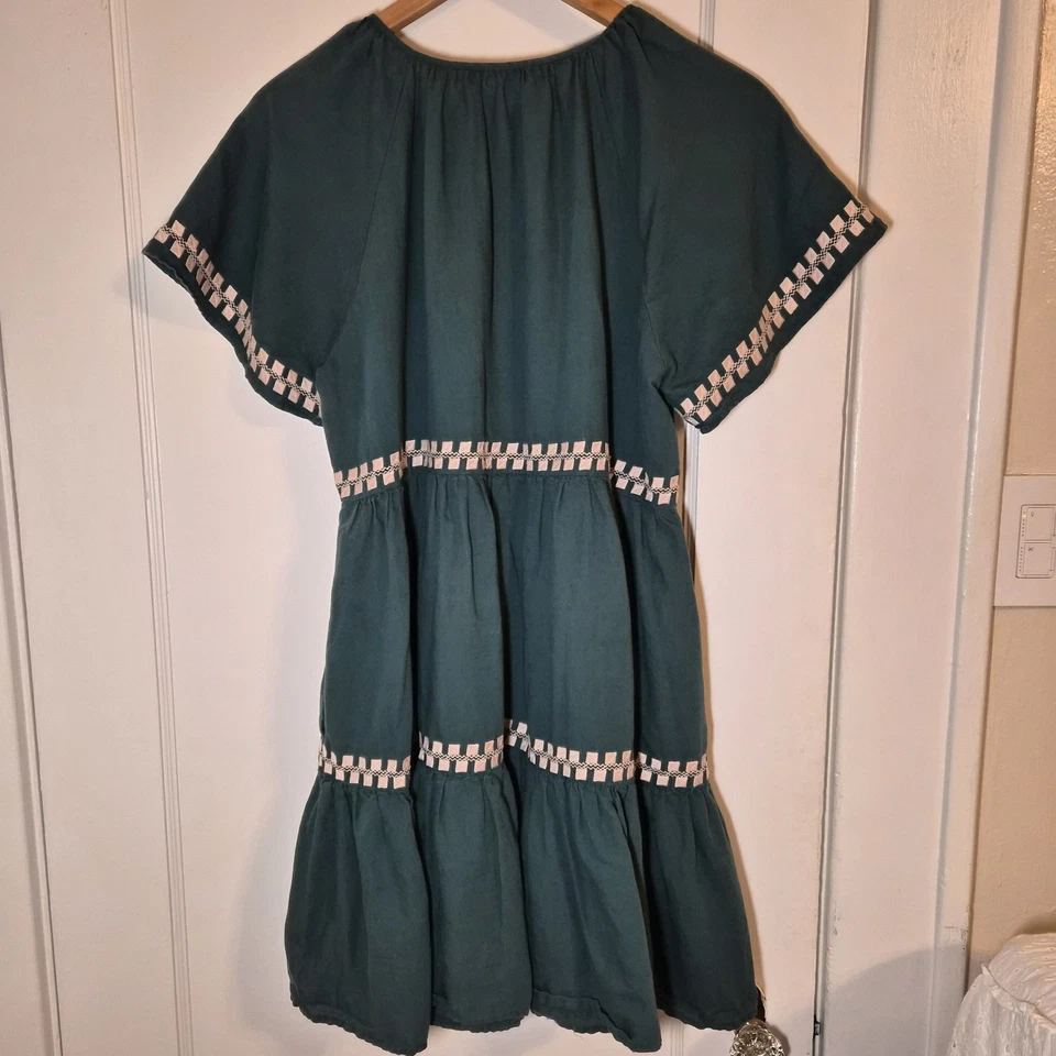 Madewell Women’s Linen-Blend Flutter-Sleeve Mini Dress Size M Pockets! - Image 2 of 4
