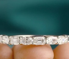 5.00Ct Oval & Emerald Cut Natural Diamond 950 Platinum Half Eternity Band Ring