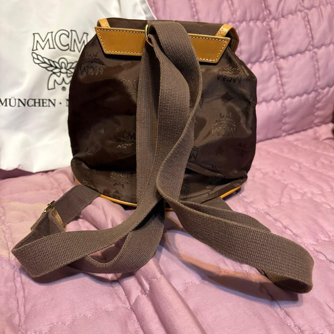 MCM Monogram Mini Backpack Brown Drawstring Vinta… - image 5