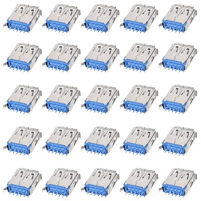 30pcs Micro USB 3.0 Type A Female Socket 9 Pin Jack Sockets 180 Degree 1.5A 30V
