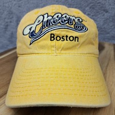 Vintage Cheers Hat Cap Strap Back Yellow 80s TV Show Boston Distressed Official 