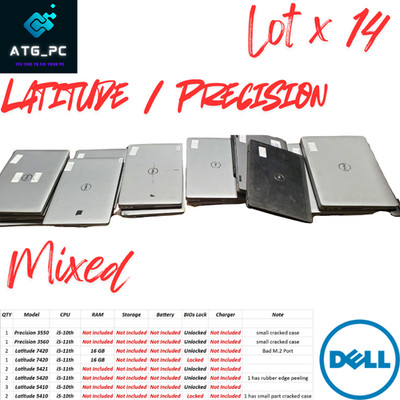 Lot 14 Dell Mixed Precision Latitude Laptop Boot 2 BIOs **Read Detail Below
