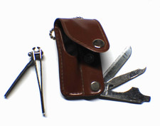 Vintage Knife and Nail Clippers Set Patent Faux Leather Complete, All Parts Work