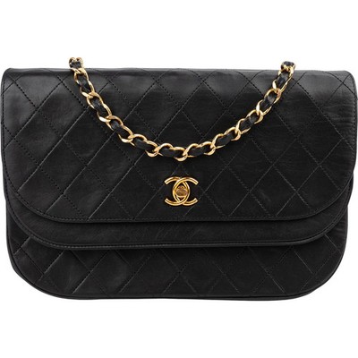 Chanel Quilted Lambskin 24K Gold Double Flap Shoulder Bag Coco CC Tasche