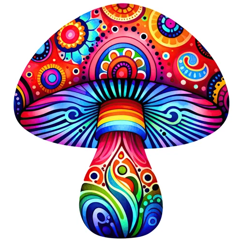 Psychedelic Magic Mushroom Groovy Trippy Self Adhesive Vinyl Sticker