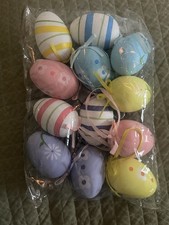 Lot of 12 Light Weight Easter Egg Ornaments Patterns New In Package
