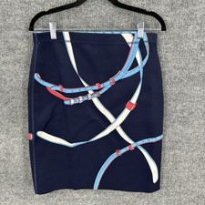 J McLaughlin Halle Skirt Womens M Equestrian Belt Pull On Reversible Navy/Blue