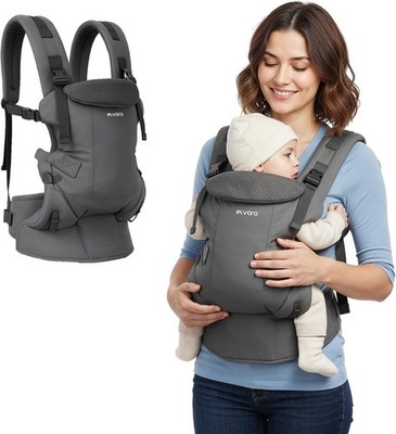 Polyester Babytrage - Verstellbare Babytrage für Säuglinge und Kleinkinder - Grau