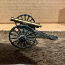 Vintage Metal Toy Field Artillery Cannon On Working Wheels