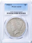 1934-S $1 Peace Silver Dollar AU53 PCGS 61214635