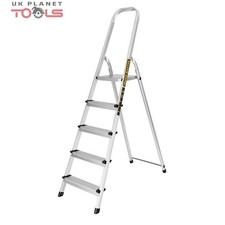 Step ladder folding aluminium & steel 5 steps top hand rail