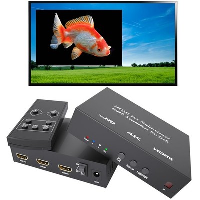 4K HDMI Multi-Viewer 2x1 with PIP Mode, Seamless HDMI Switcher 2 Input 1 Outp...