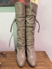 Vintage Dingo Leather Tall Slouch Boots Women's Size 8.5 Taupe 80s