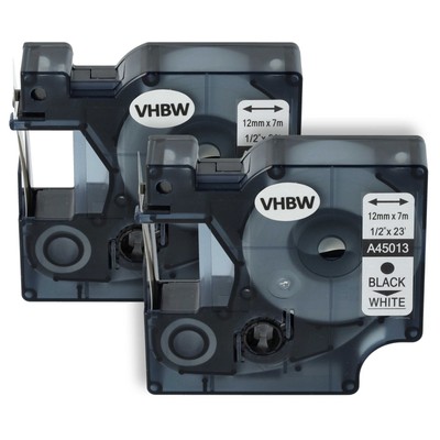 2x Schriftband für Dymo LabelManager 210D 300 200 260P 280 Schwarz/Weiß 12mm 7m