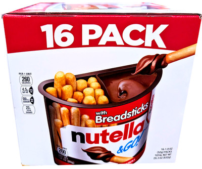 Nutella & GO! Hazelnut and Cocoa Spread + Breadsticks 16 Packs x 1.8 Oz EXP 4/26