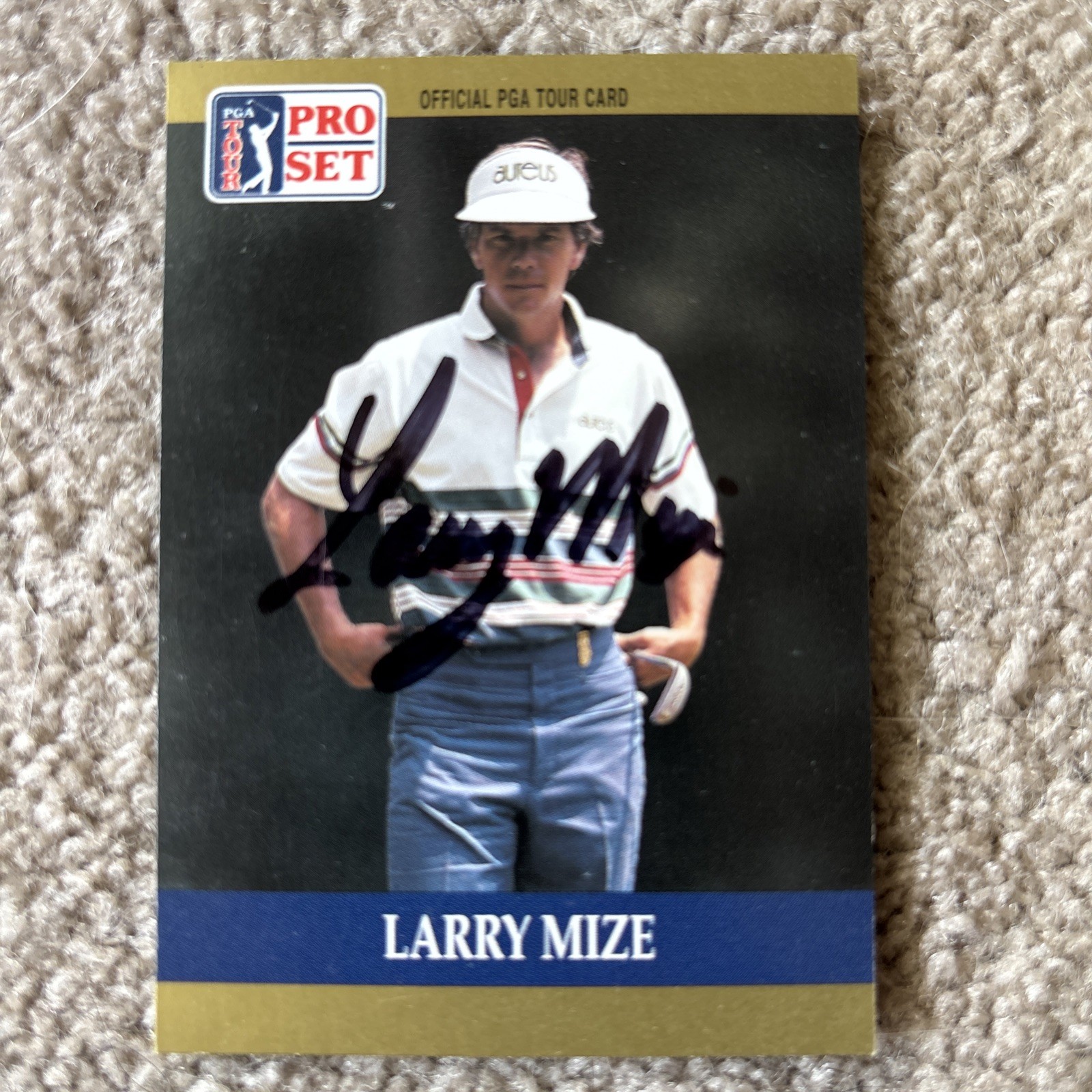 Larry Mize Autographed 1990 Pro Set #34 Trading Card Beckett 44880