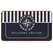 Nautical Navy Blue Compass Doormat,Welcome Aboard Doormats for Nautical Decor.