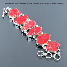 Red Sea Sediment Jasper Stone 925 Silver Handcrafted New Chain Bracelet Jewelry
