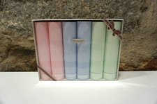 6er Pack pastellfarbige Vintage Damen Taschent&uuml;cher in Ovp 100% Baumwolle