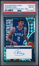 2024 BOWMAN UNIVERSITY BEST GREATNESS AWAITS AUTOS COOPER FLAGG 4/15 PSA 8