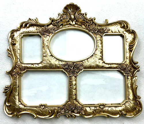 Romantic Ornate Gold Photo Frame Floral Roses Baroque Style Holds 5 Photos 12x11