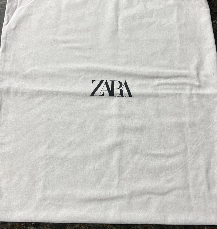 ZARA Dust Bag 14x13.5 Cream Cotton Drawstring Storage Pouch
