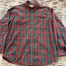 L.L. Bean Vintage Red Plaid Flannel Shirt Men s Size LG Classic Bean Mens Wear