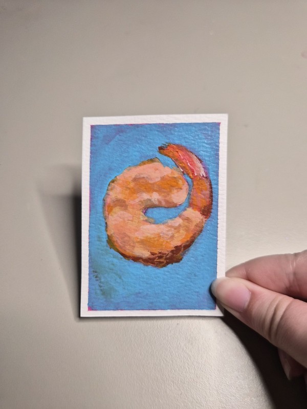 aceo original fried shrimp painting