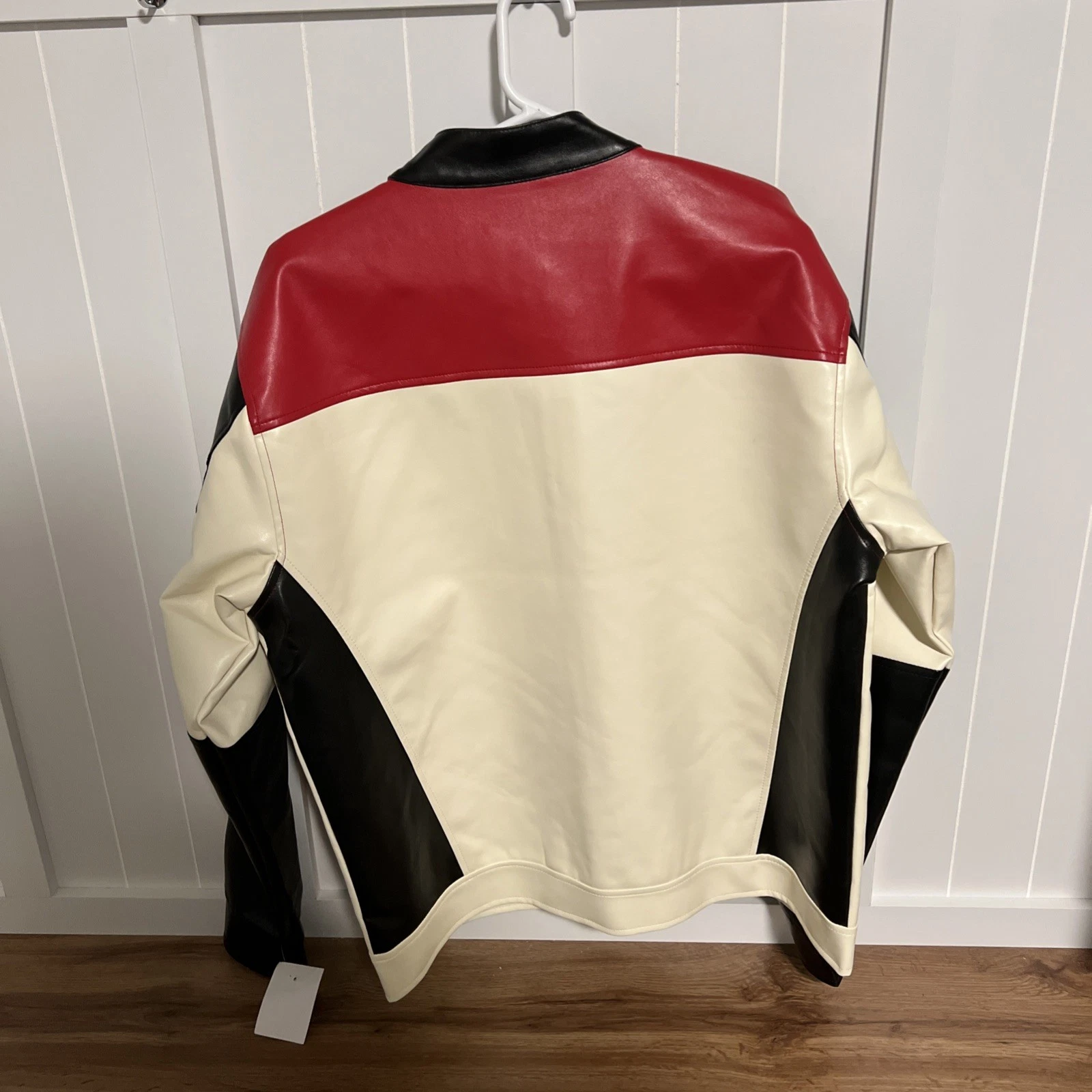 Team Speed Freak PU Men's Copper Rivet 90 Red Racing Jacket Sz Large NWT Zipper image 8