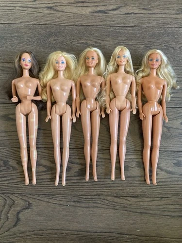 80s Barbie Lot 5 Dolls, Nude, Mattel Vintage 1980 Barbie Dolls, Steffie Face