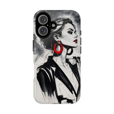 Phone Case, Woman Reading Earring Design, Tough Cases for Her, Protective Cover