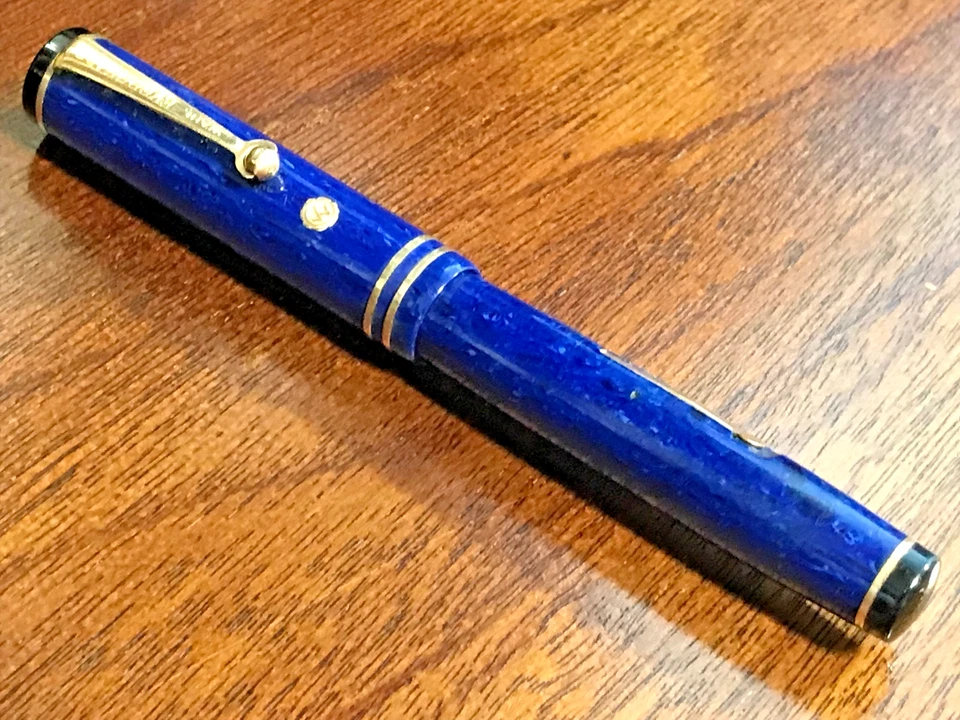 WAHL EVERSHARP PERSONAL POINT FOUNTAIN PEN In LAPIS BLUE w/ 14K NIB ~AS-IS Parts - Image 2 of 4