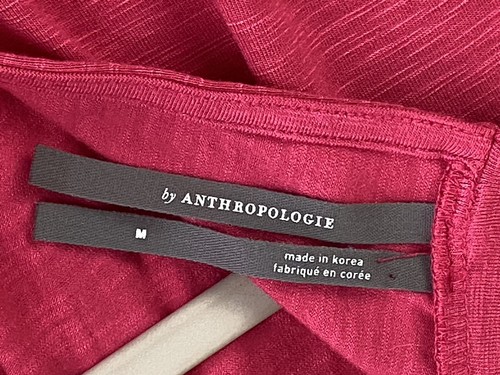 Womens New ANTHROPOLOGIE Slub Knit Chic Popover Boho Top Size Medium Barbie Pink - Picture 7 of 11
