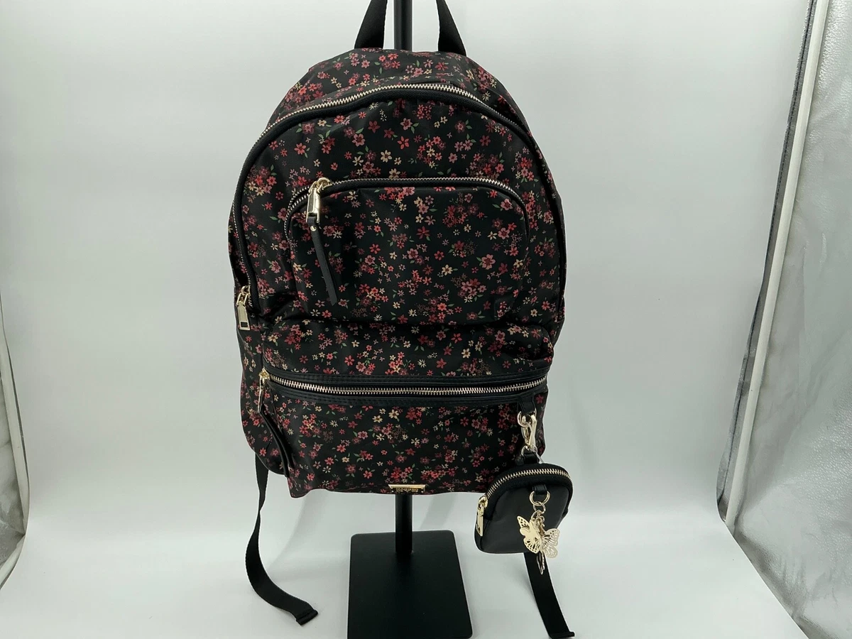 ?? Steve Madden Black Pebbled Faux Leather Backpack with Patterned Scarf Accent! Steve Madden BEVELYN Scarf Valentine Kisses Satchel  main image 3