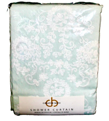 CREATVIE BATH BoHo Shower Curtain in Aqua Lace Size 70" x 72"Floral Beautiful - Image 1 of 4