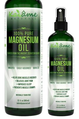Kaiame Naturals Magnesium Oil Spray, Large 12 oz, Undiluted, Pure and Organic,