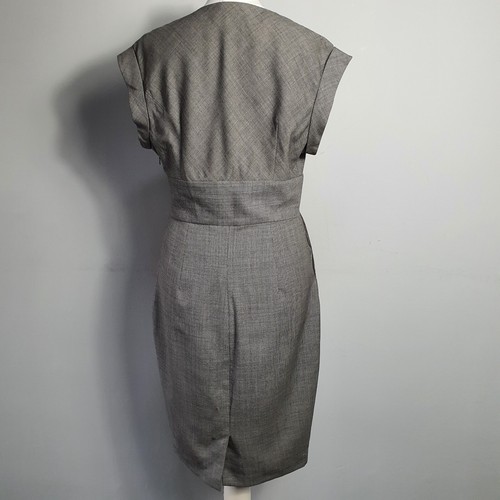 TED BAKER Wool Shift Dress Pencil Empire Line Smart Business Size 2 UK 8/10 Grey - Picture 10 of 24