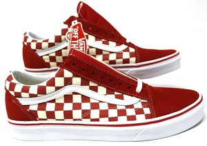 vans primary check old skool red