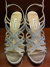 NINA Sliver Glittery Women s High Heel Wedding Dress Shoes US 7.5 M / EU 37.5