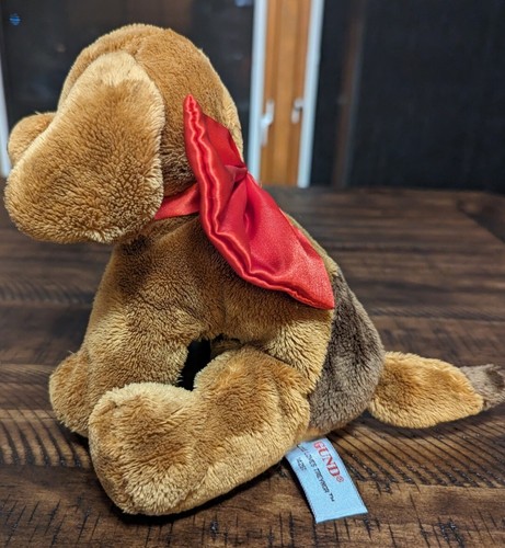 Gund Cute Brown puppy dog W/Big Red Bow Little ❤️ Treynor EUC 14261 - Picture 7 of 8