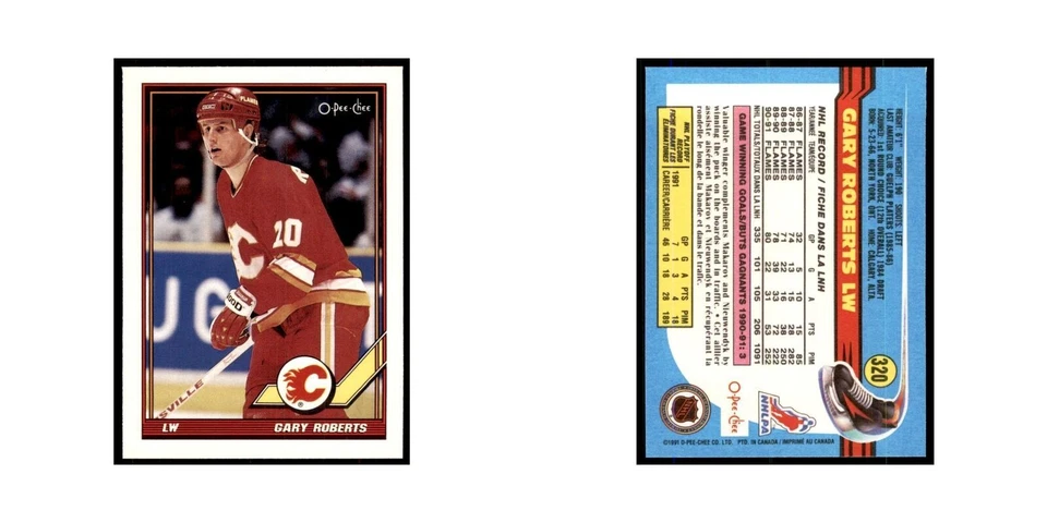 Gary Roberts 1991 O-Pee-Chee #320 Calgary Flames Hockey Card NM - Image 3 of 3