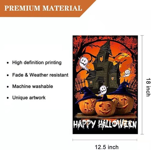 Happy Halloween Garden Flag Inch Pumpkin Ghosts Garden Flag 12.5 x 18 - Bild 2 von 6