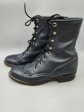 Justin Boots L504 Leather Lace Up Kiltie Roper Cowgirl Boots Womens 5B