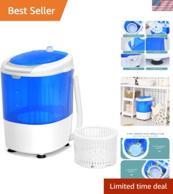 Energy Efficient 5.5lbs Mini Washer with Semi-Automatic Spin for Small Spaces