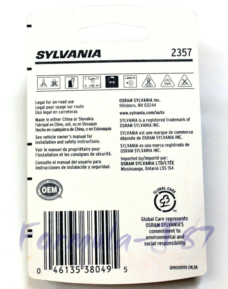 Sylvania Basic 2357 28.5/8.3W Dos Bombillas Luz de Freno Reemplazar Lámpara de Stock Ajuste Foto 2 de 4