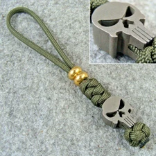 550 Paracord Knife Lanyard With Titanium & Brass Beads / Skull Lanyard Beads