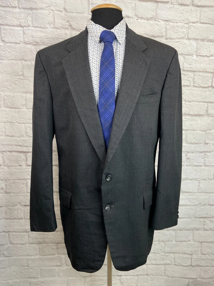 STAFFORD Mens Gray PURE WOOL Classic Fit Pleated 2pc Suit 44L Jacket 34x32 Pant - Image 2 of 4