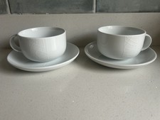 2 X Jamie Oliver Royal Worcester  "White on White" Cosy Cappuccino Cup & Saucers