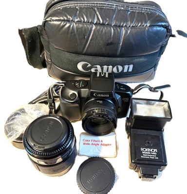 Canon EOS 750 SLR Camera w/ 50mm Len +70 to 210mm Len+Rokinon Flash3000+Bag+ Acc